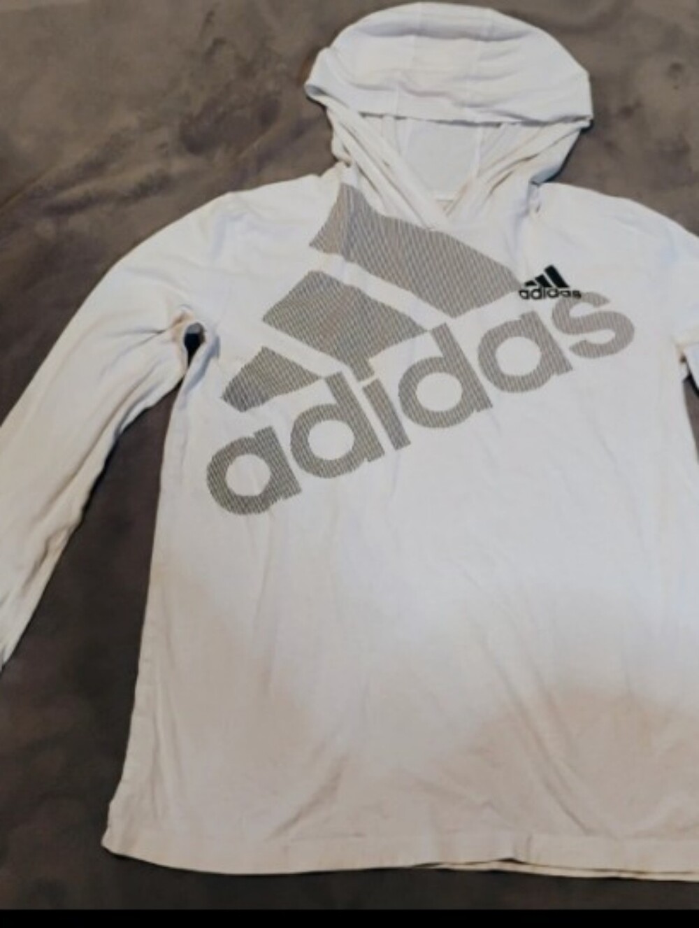 Adidas Girls White Long Sleeve Logo Hoodie T-Shirt - Size Medium 10/12